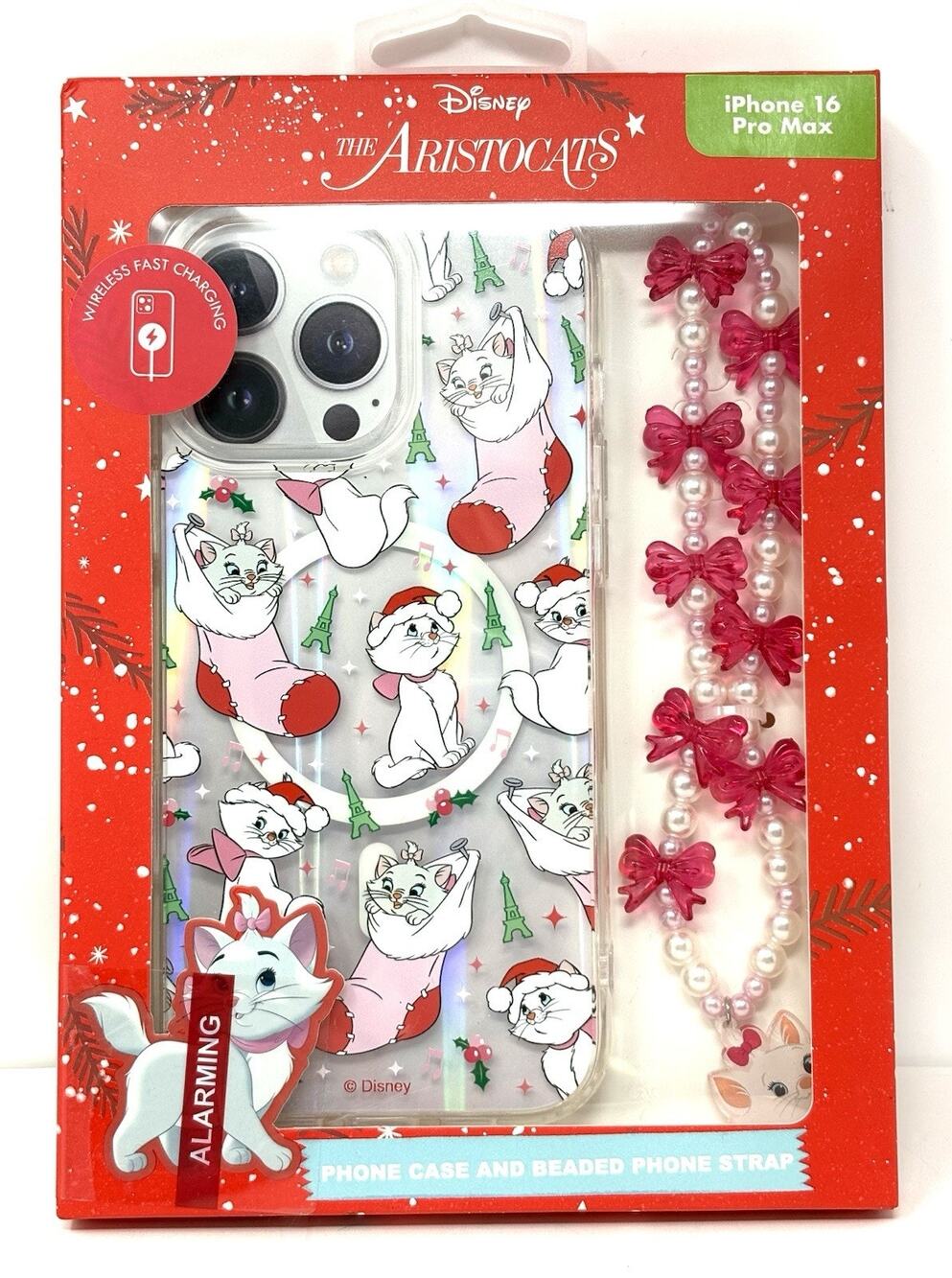 Disney Marie Aristocats Skinnydip iPhone 16 Pro Max Case Beaded Strap Christmas